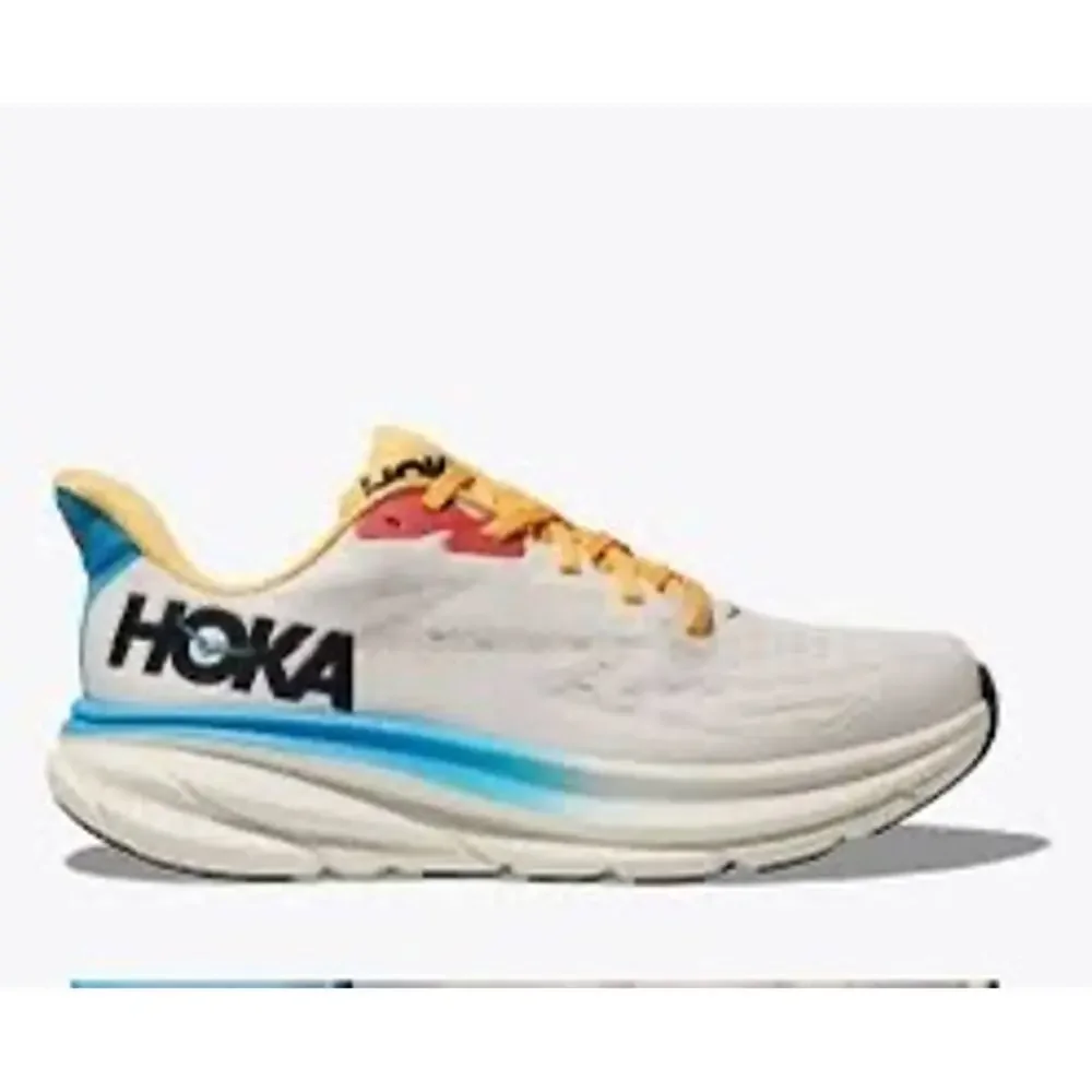 HOKA Clifton 9 Womens 8.5 B Running Shoes White Blue Cushion Trainer 1127896 - Picture 1 of 11